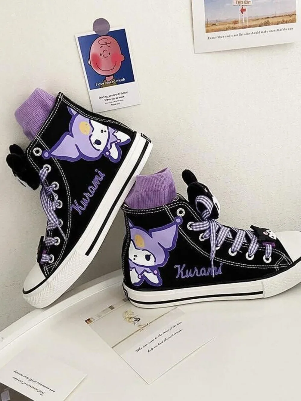 {NEW} Women's Kuromi Canvas Hightop Sneakers Size 8